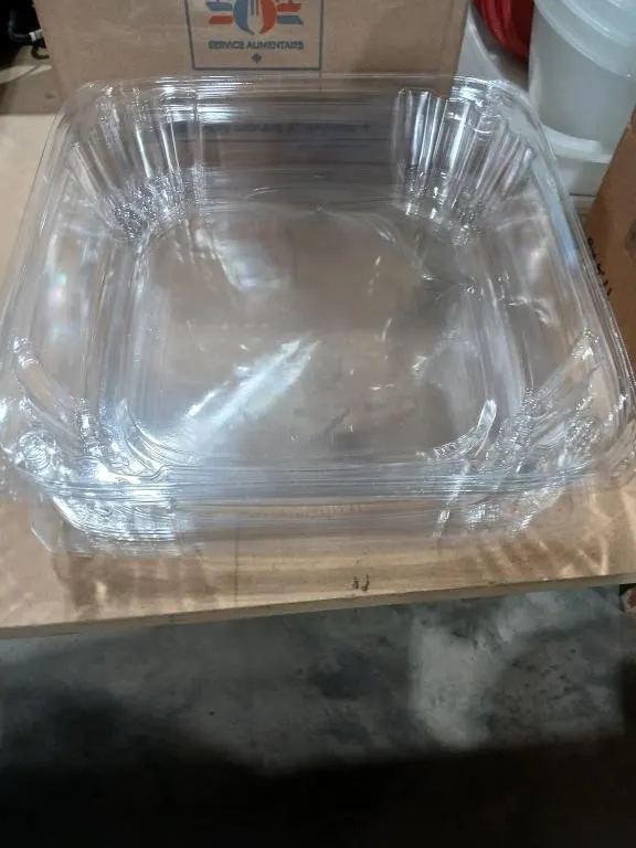 5 Square plastic serving trays w/ lids