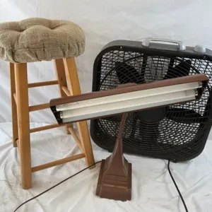 Lesko Fan, Fluorescent Lamp & Stool (Lot of 3)