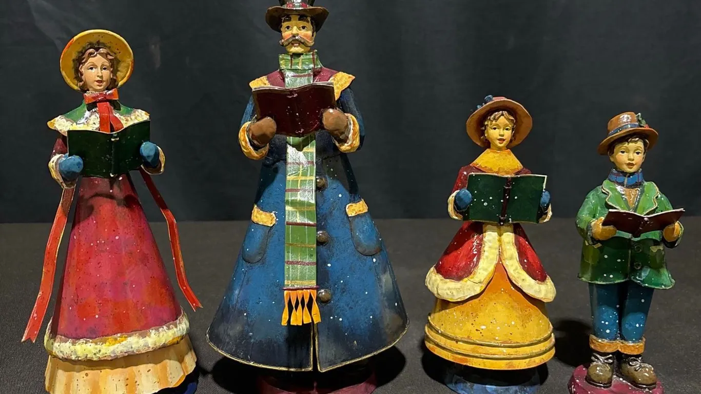 4 Hand-Painted Christmas Caroler Figures