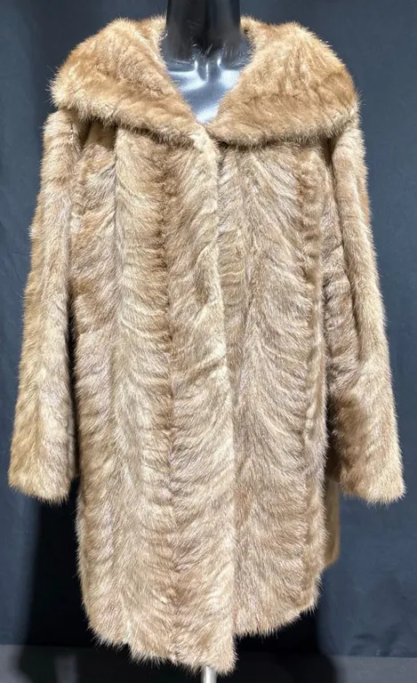 Mink Fur Coat with Shawl Collar, Approx 31” Length