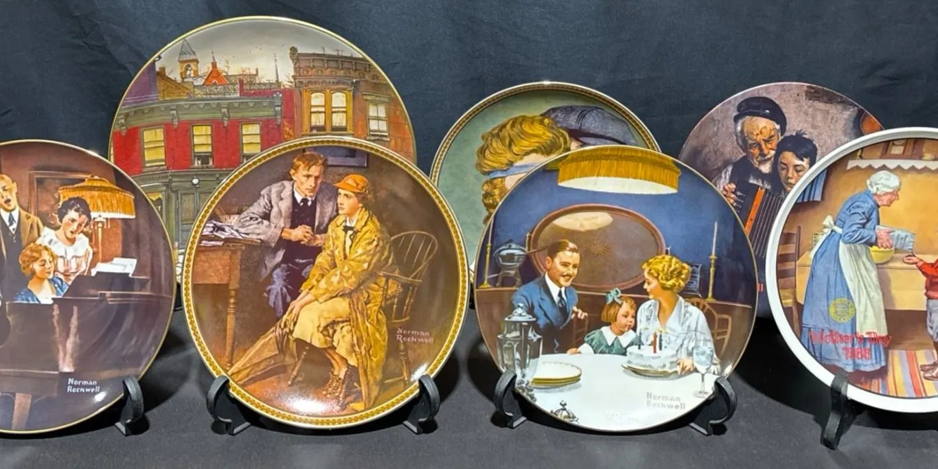 7 Norman Rockwell Collector Plates by Knowles and Curator