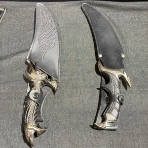 4 Fantasy Decor Knives with Embossed Leather Sheaths