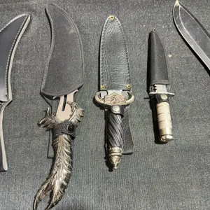 5 Assorted Fixed Blade Knives with Decorative and Synthetic Handles