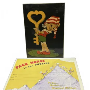 Soviet Wooden Plaque With Cartoon Character, Pack Horse Rocky Mountain Cartoon Prints