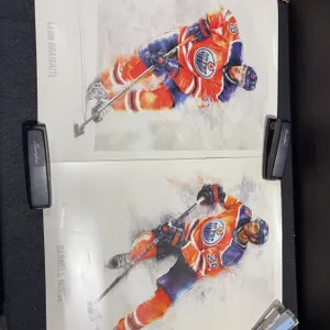Edmonton Oilers Posters Featuring Leon Draisaitl and Darnell Nurse Hockey Artwork Pair