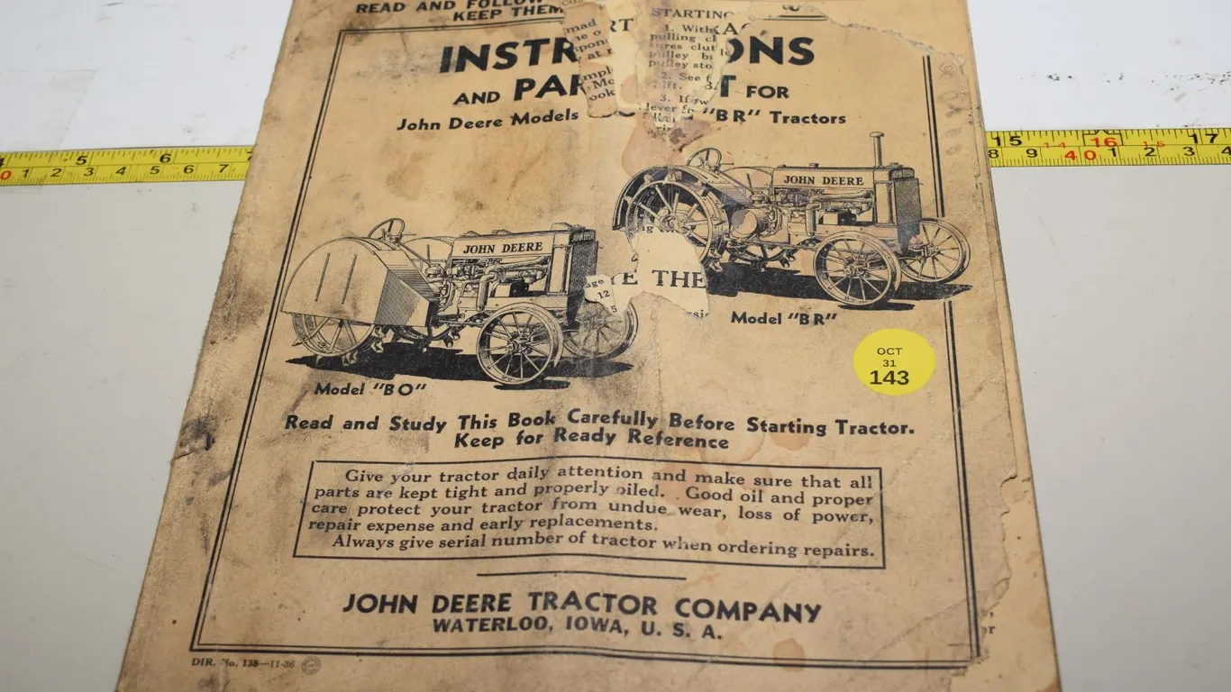 John Deere “BO” & “BR” Tractor Manual