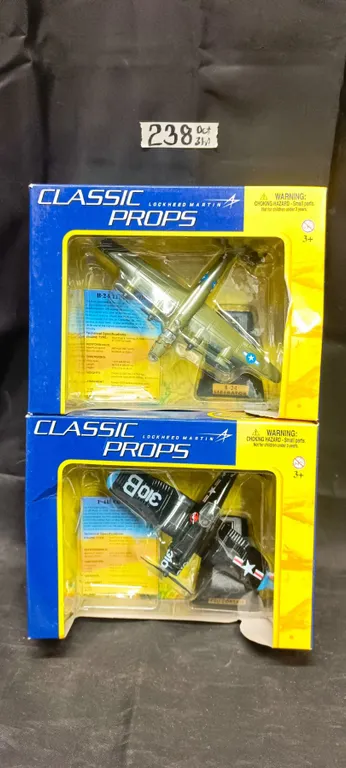 (2) Diecast 1:100 Classic Props Model Airplanes in Original Box