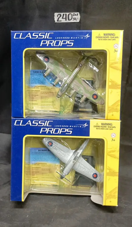 (2) Diecast 1:100 Classic Props Model Airplanes in Original Box
