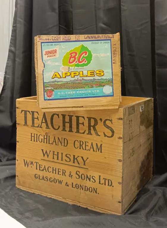 (2) Old Wood Crates – BC Apples & Teacher’s Whiskey