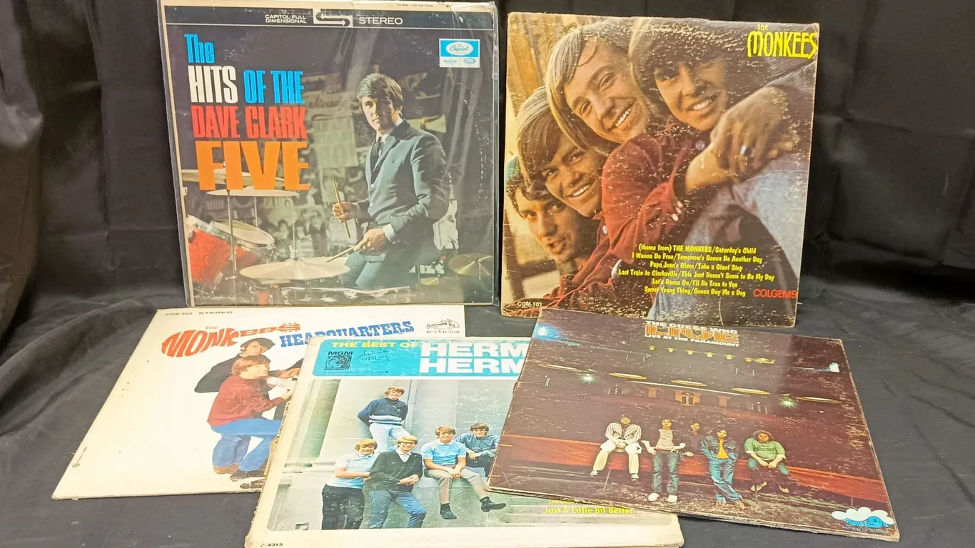 (5) Vintage LP’s – Monkees, Dave Clark Five, Herman’s Hermits, The Guess