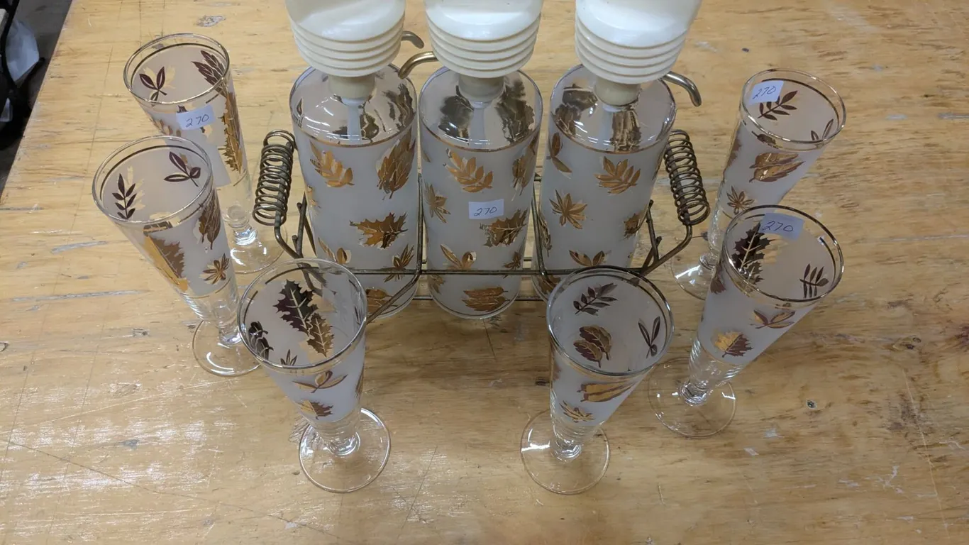 Vintage Glass & Dispenser Set