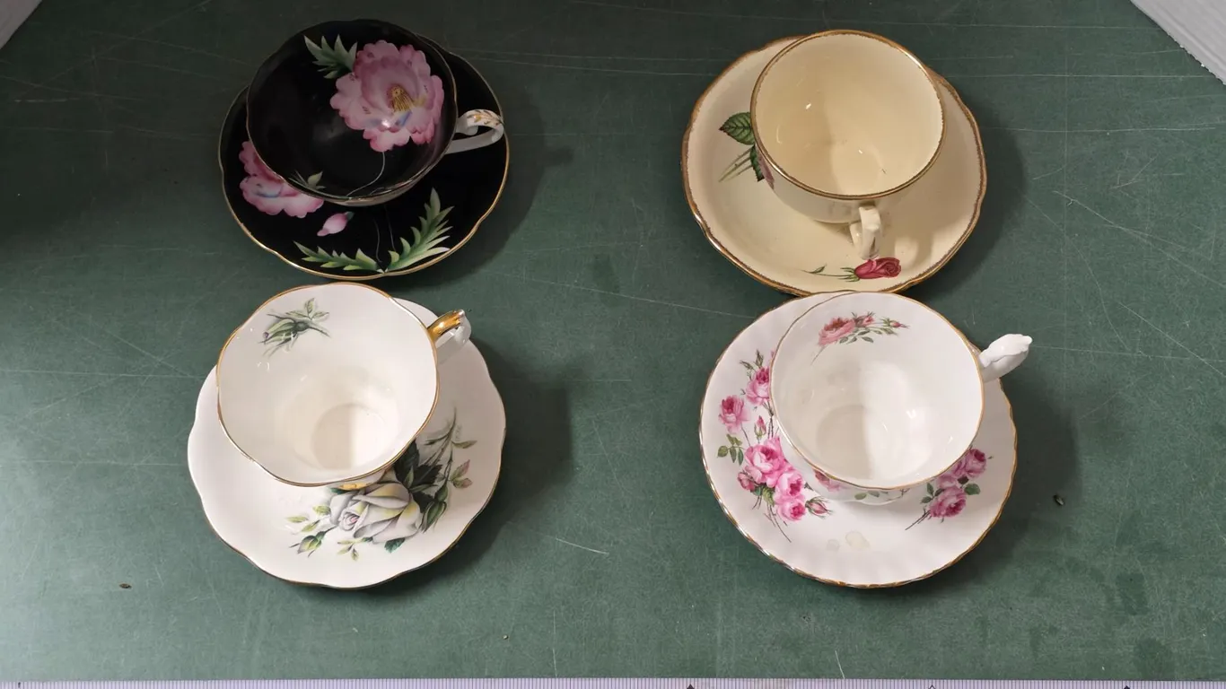 (4) Assorted China Cup & Saucer Sets