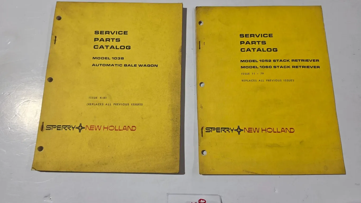 (2) Sperry – New Holland Parts Catalogues: Bale Wagon, Stack Retriever