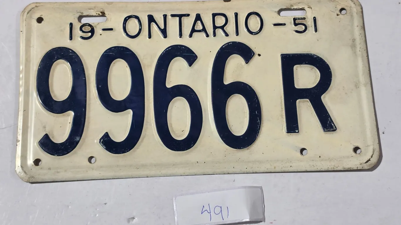 1951 Ontario Licence Plate
