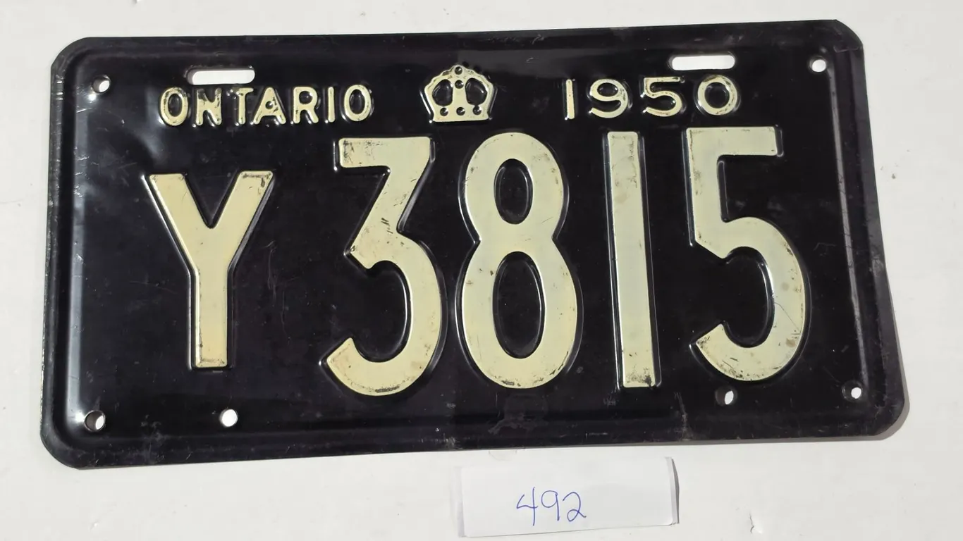 1950 Ontario Licence Plate