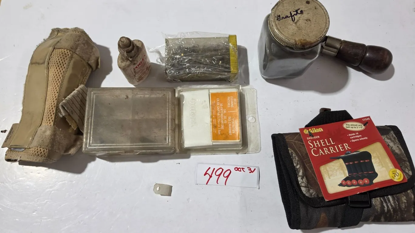 Assorted Firearm Lot – Gunpowder, NOS Shell Carrier, Caps, etc.