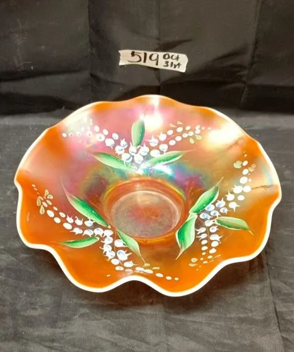 Hand Painted Carnival Glass Bowl