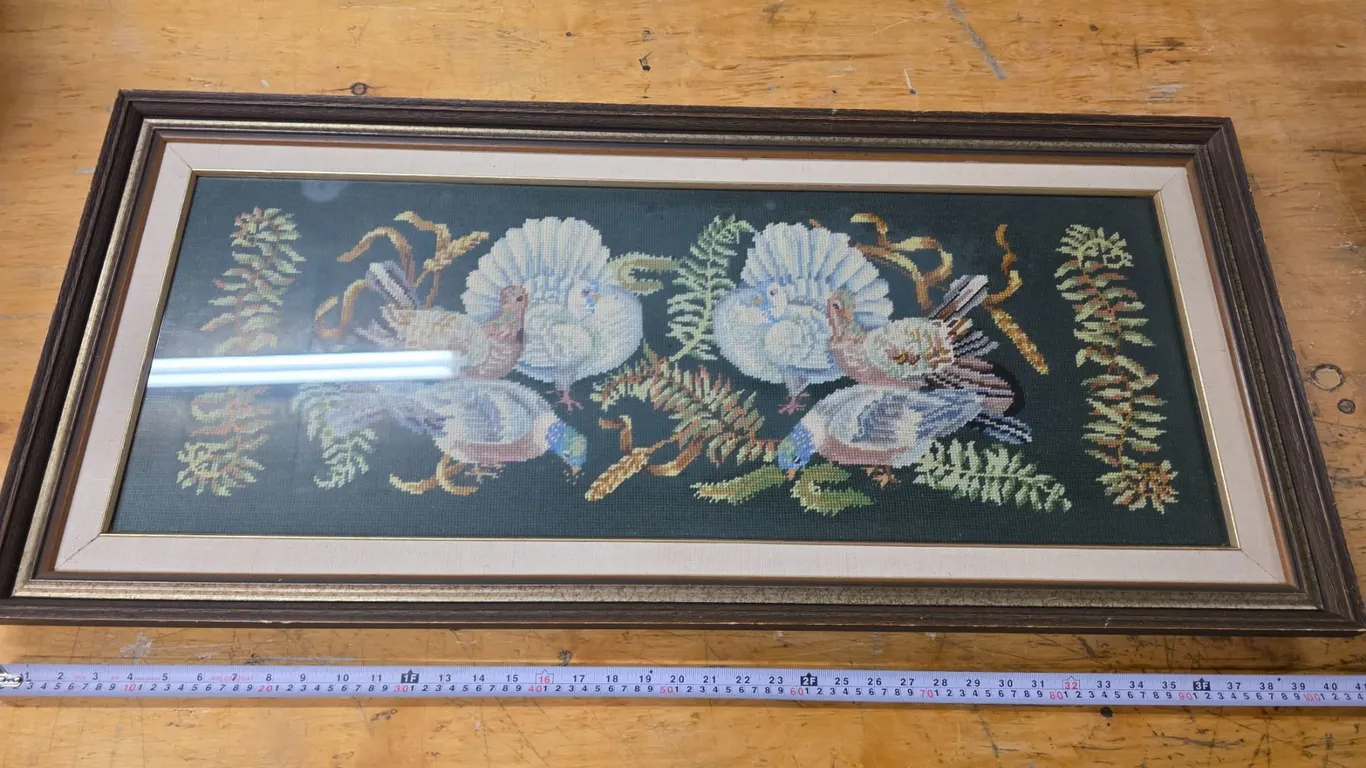 Framed Vintage Cross Stitch Picture – 41”x 19”