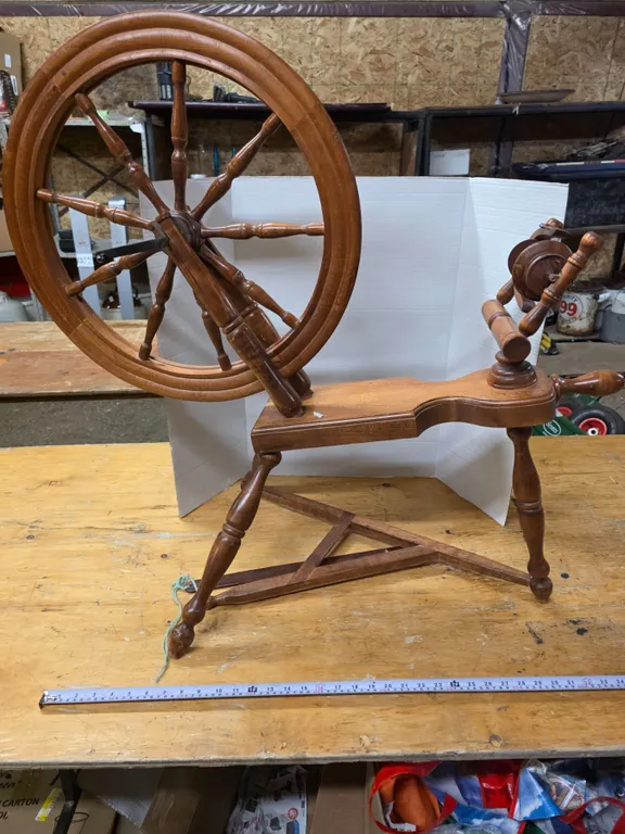 Vintage Wooden Spinning Wheel
