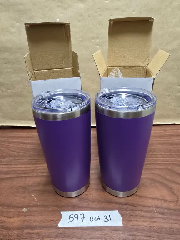 (2) NEW in Box Stainless Steel Travel Mugs