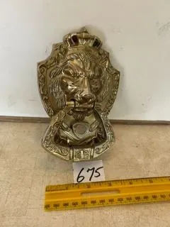 Lion Face Door Knocker w/ Peep Hole, 7” Tall