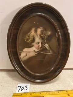 Oval Cupid w/ Bow in Frame – 9”x 6 ½”