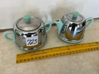 Mint Green Accent English Cream & Sugar Set