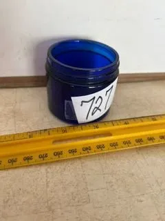 2” Vintage Blue Glass Noxzema Jar