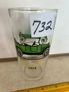 1914 Maxwell & 1915 Studebaker Glass Tumbler, 5”