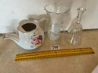 Crystal Bell, Lamp Chimney, Tea Pot (no lid)