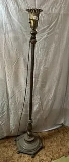 Tri-Light Torchiere Floor Lamp w/ Wood Base