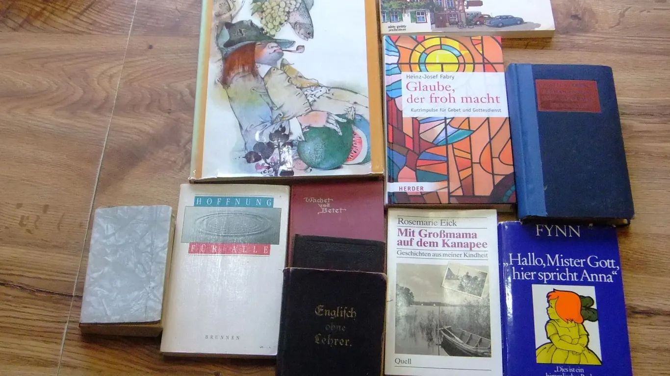 German Books, some religious, Fairy Tale Book, German Cookbook