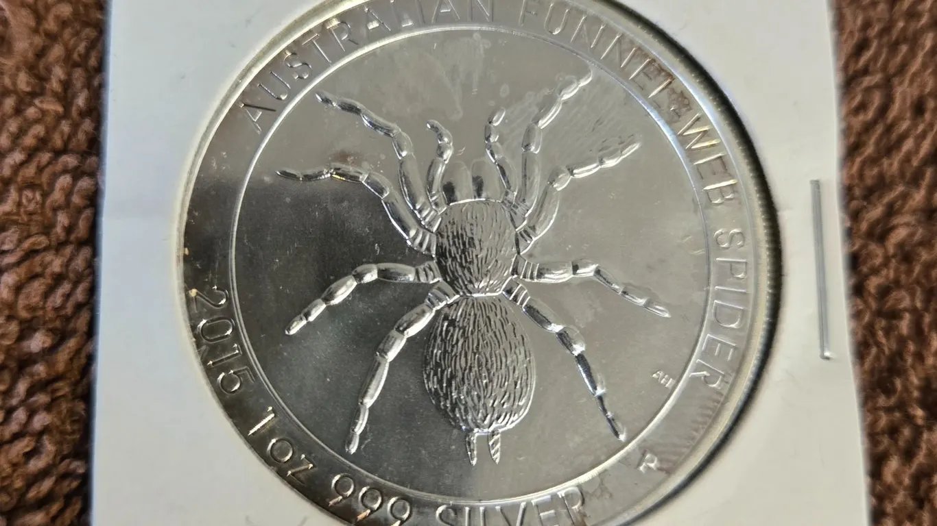 2015 Australian Funnel-Web Spider 1 oz. .999 fine silver coin minted by the Perth Mint.