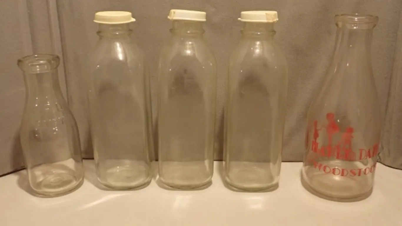 Vintage Glass Milk Bottles