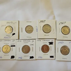 8 - Cdn nickels, 1962, 66, 67(2), 68, 70, 76, & 80