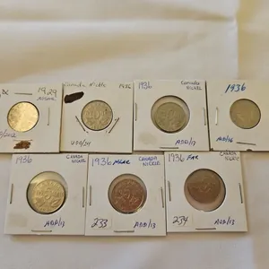7 - Cdn nickels, 1929 near, 36 (4), 36 near & 36 far