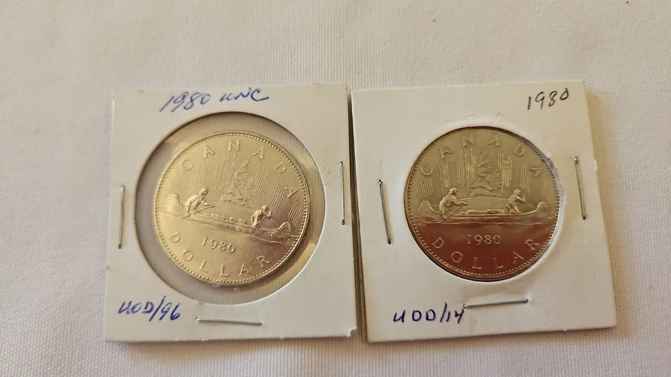 2 - 1980 Cdn nickel dollars