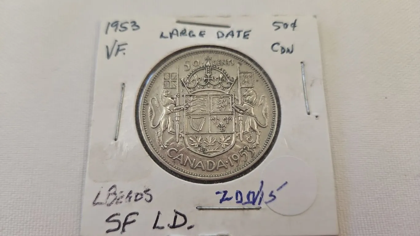 1953 Cdn 50 cent, LD