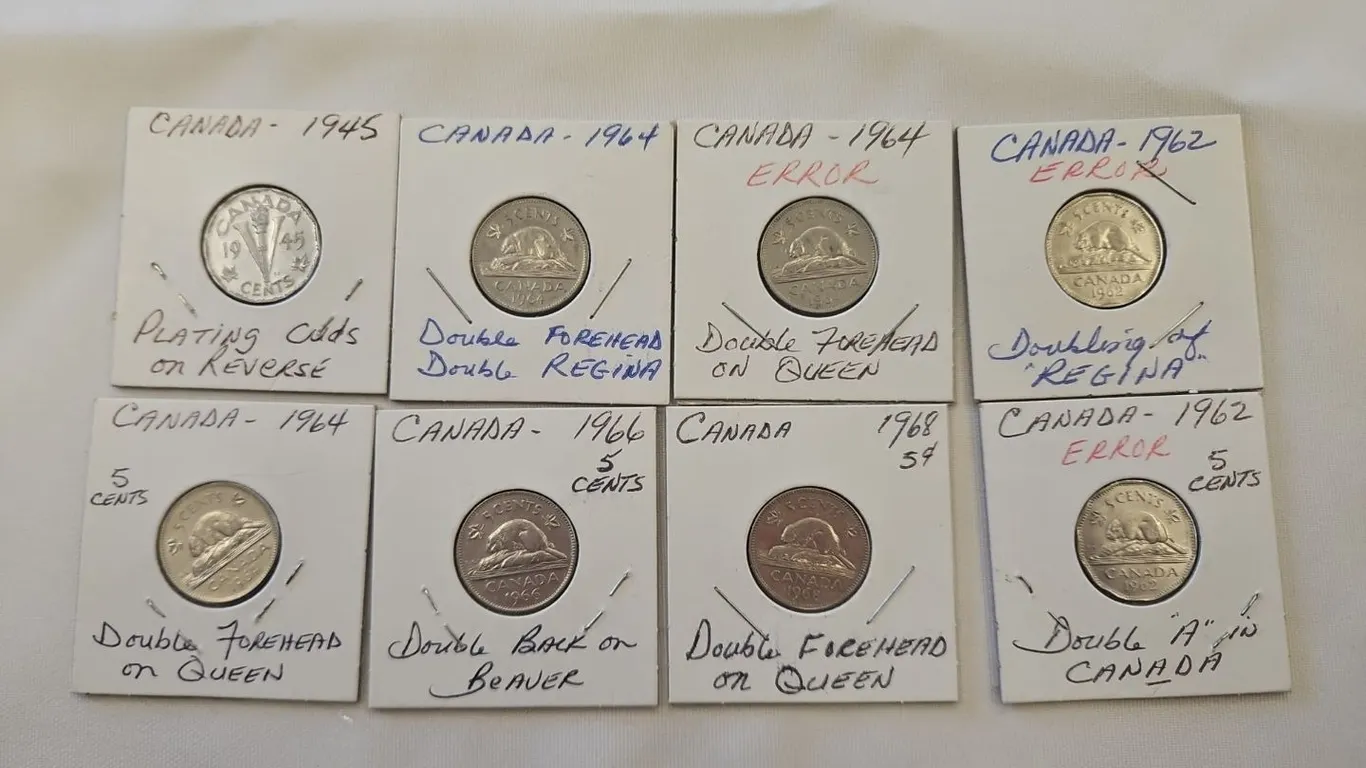 Collection of Cdn Nickels w/ Mint Errors (15)