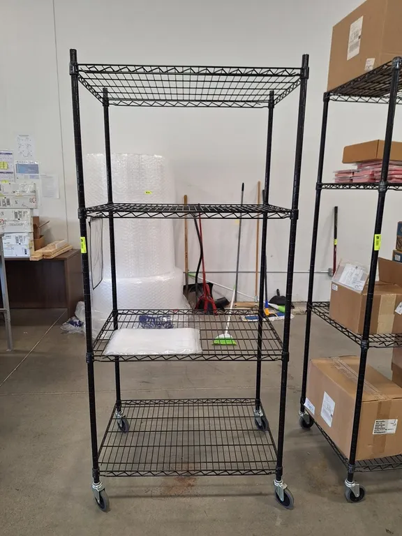 Wire 4 Tier Shelf on Wheels, 36"x24"x79"