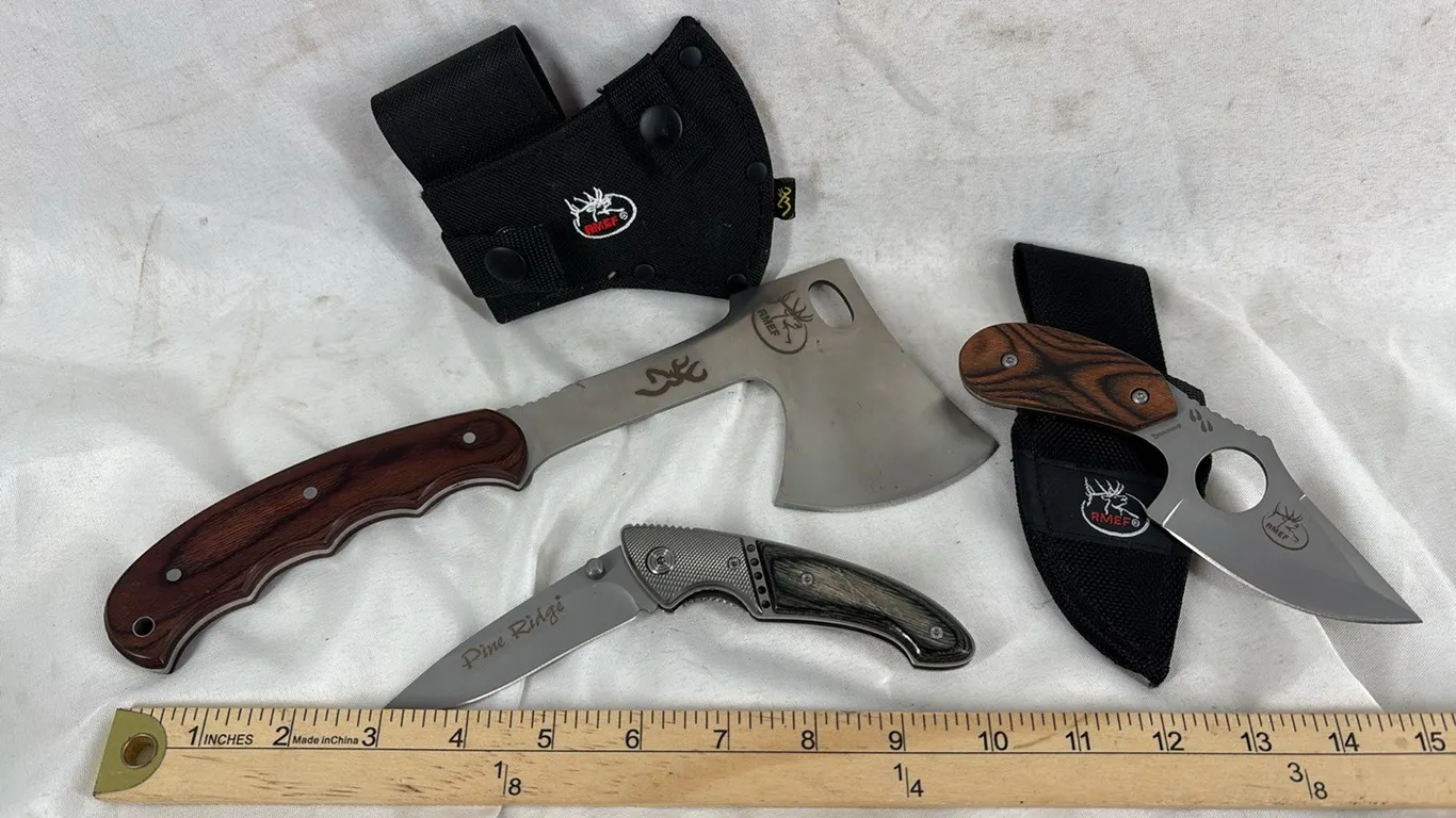 RMEF Browning Axe-RMEF Browning Knife-Pine Ridge Knife