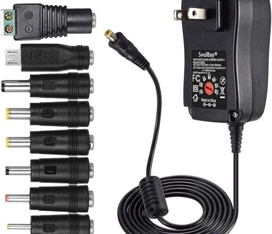 Universal AC Plug-in Adapter 30W 3-12V 8 DC Tips