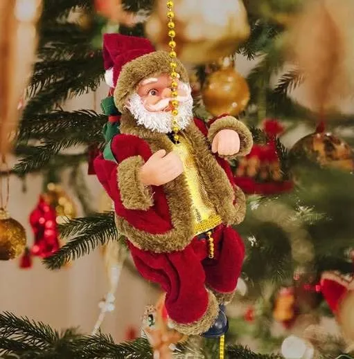 Animated Rope Climbing Santa Christmas Ornament