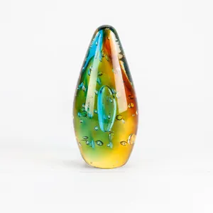 Vintage Multi-Color Teardrop Art Glass Paperweight