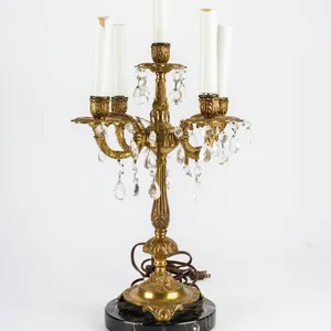 Vintage Brass 5-Light Candelabra Table Lamp
