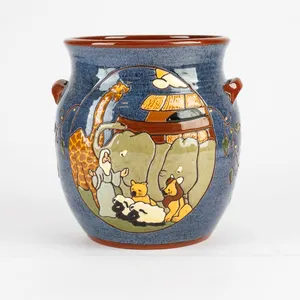 Vintage 1994 Earthen Vessel Studio Pottery Noah's Ark Crock