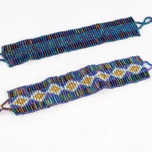 2 Hand-Woven Beaded Cuff Bracelets