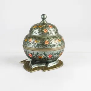 A Must See for Music Box Lovers!  A Vintage Painted Metal Music Box with Birds and Floral Design!