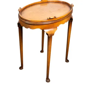 Queen Anne Style Side Table with Burled Wood Top