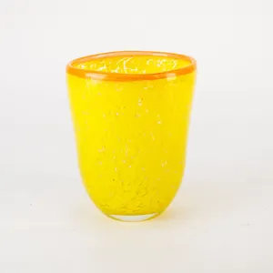 Artisanal Hand-Blown Glass Tumblr in Spattered Yellow